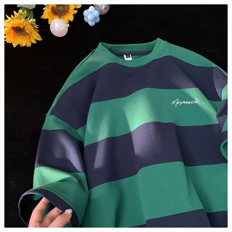 Striped Oversized Shirt with Half Sleeves for Effortless Style - Neon North Clothing