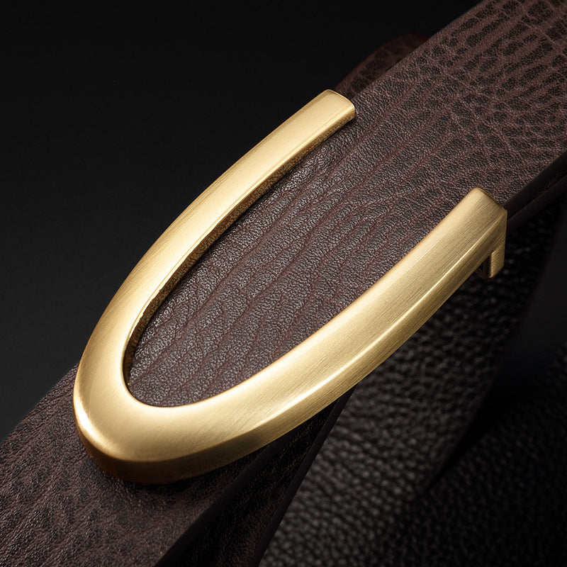Casual Business Smooth Buckle Men's Leather Belt for Fashionable Men - Neon North Clothing