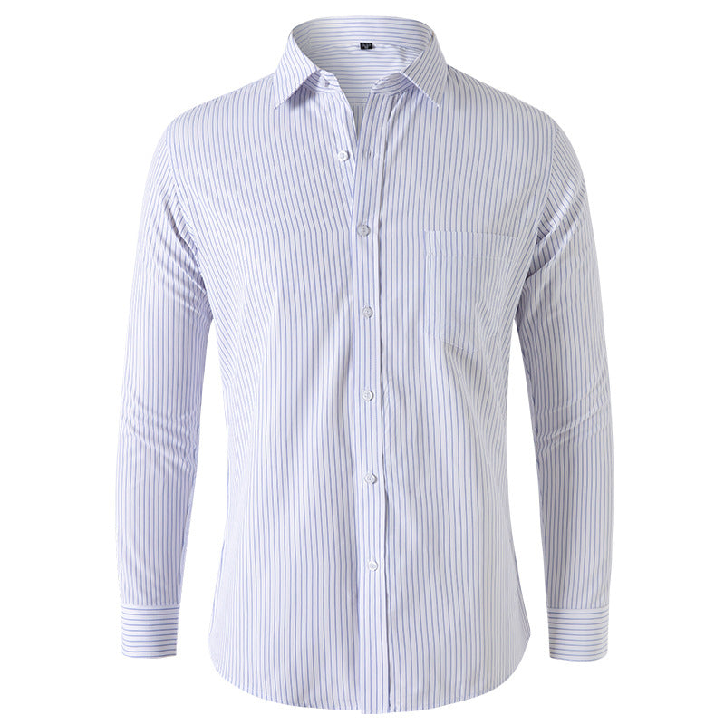 Solid Color Long Sleeve Men's Shirt - Slim Fit Casual Wear