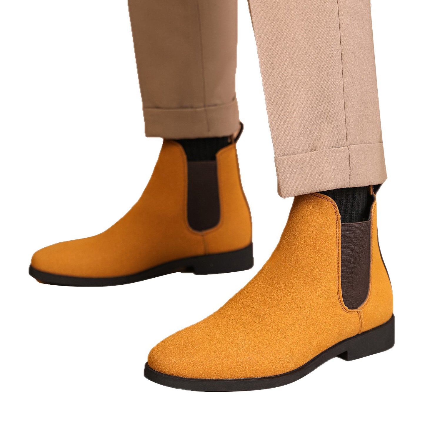British Casual Men's Suede Shoes - Stretch Lace-up Design for Comfort