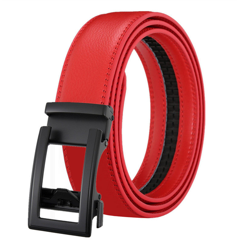 Men's Leather Automatic Belt with Hollow Multi-Color Two-Layer Cowhide Buckle - Neon North Clothing
