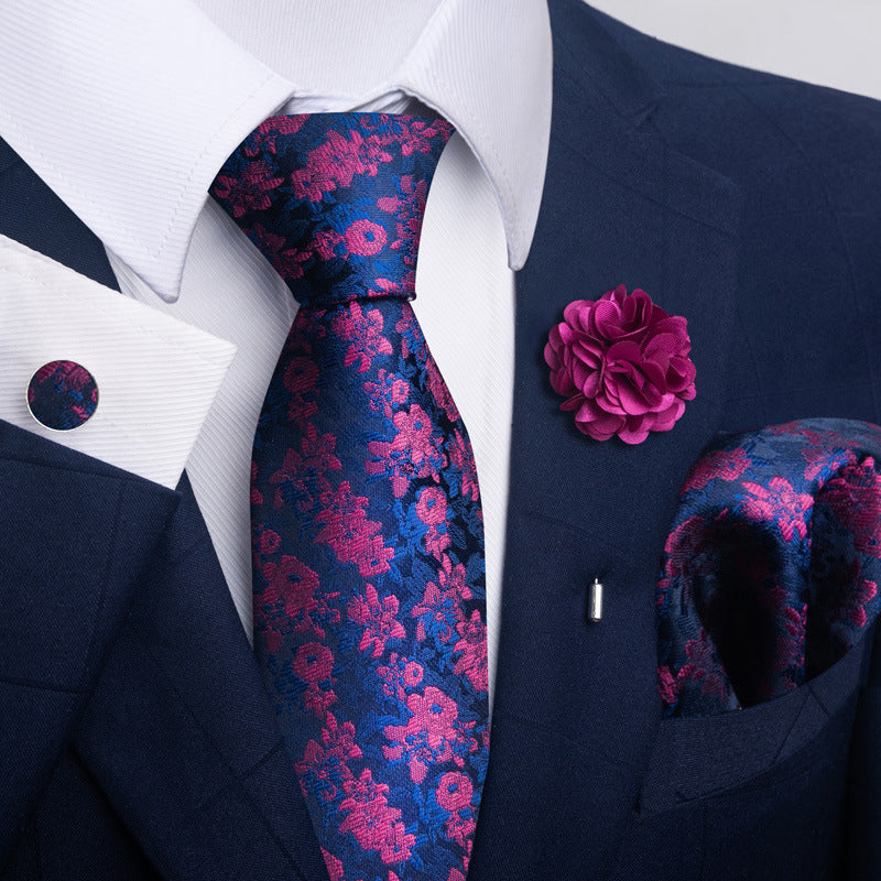 Men's Tie and Pocket Square Set with Pin - 2 Piece Suit Combo - Neon North Clothing