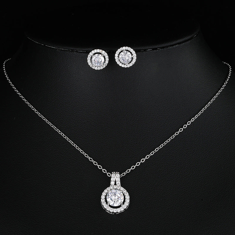 Two-piece Zircon Necklace and Earrings Set for Elegant Style