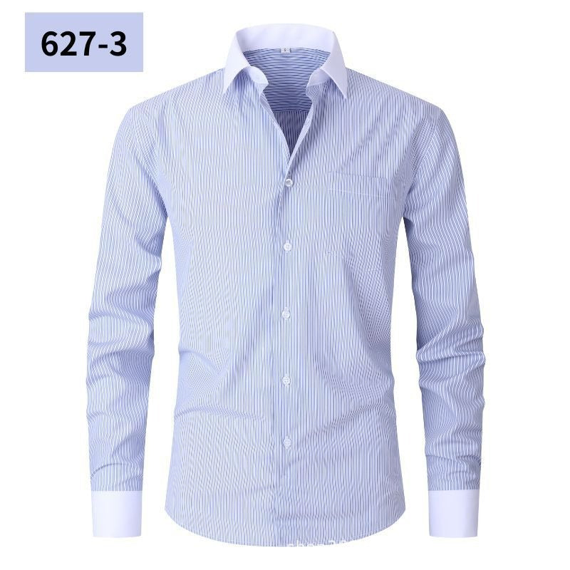 Mens Striped Iron Free Shirt - Plus Size Slim Fit Option