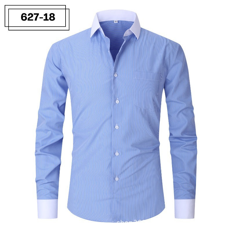 Mens Striped Iron Free Shirt - Plus Size Slim Fit Option