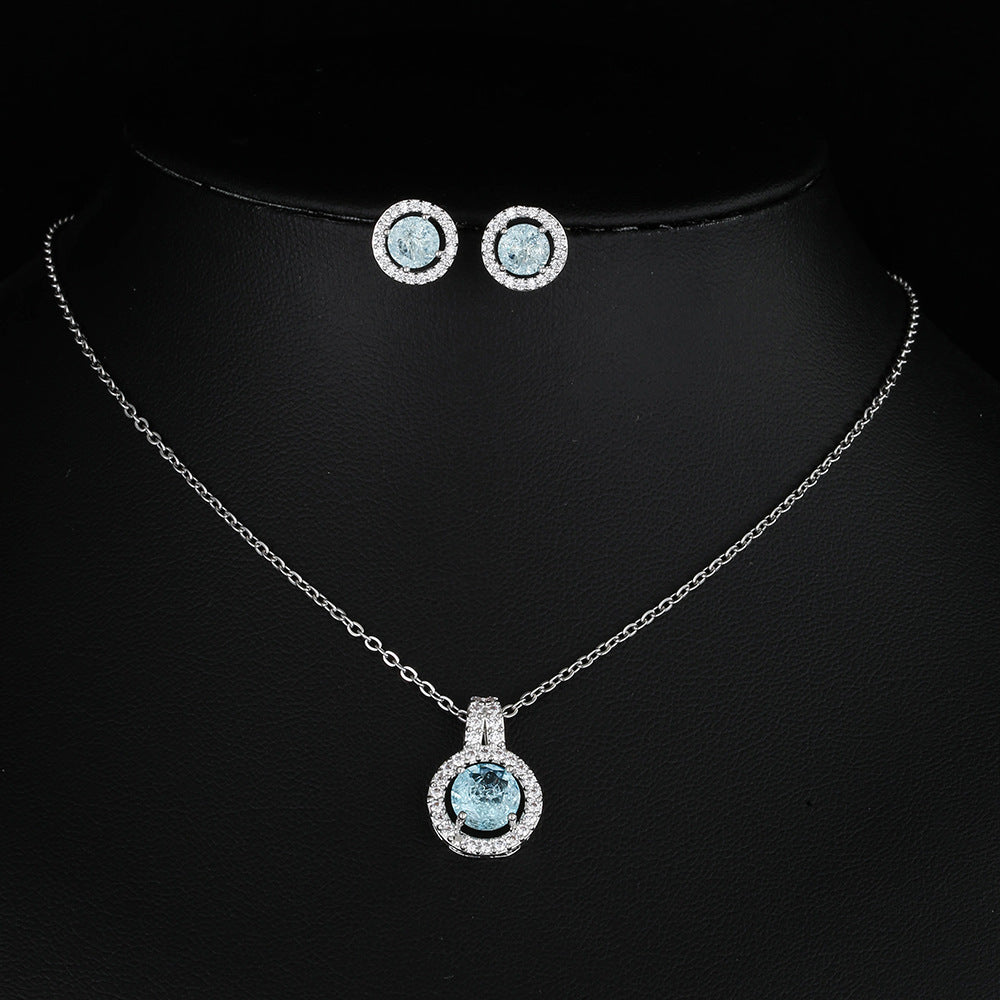 Two-piece Zircon Necklace and Earrings Set for Elegant Style