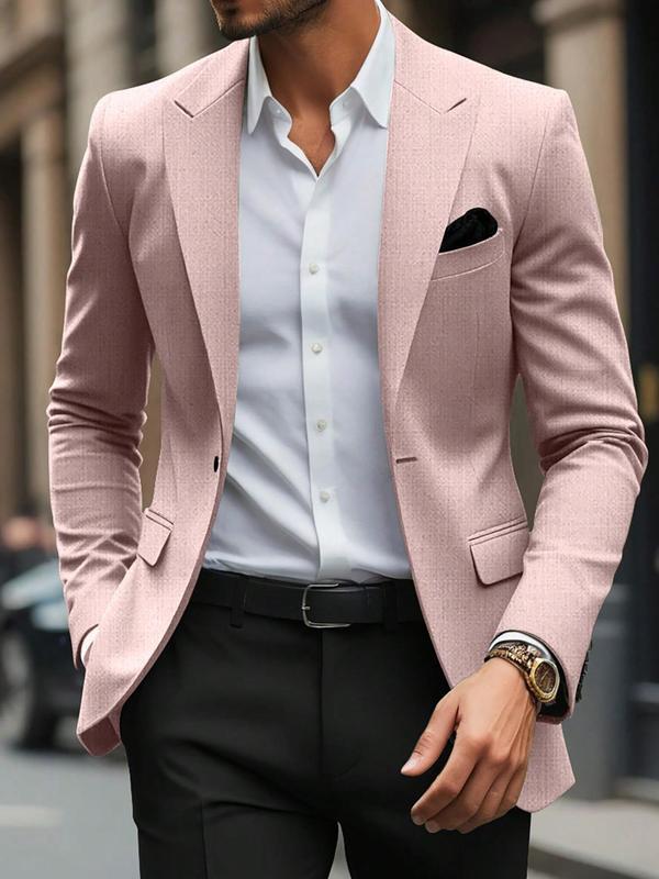 Men's Blazer Business Formal Solid Color Single Button
