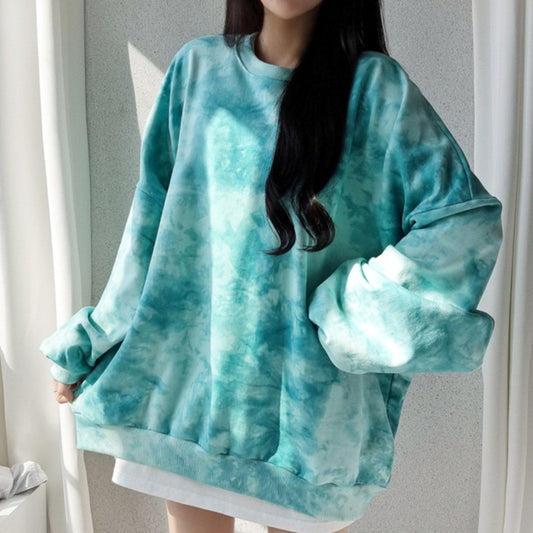 Tie-dyed Oversized Sweatshirt for Women – Comfortable Cotton Style