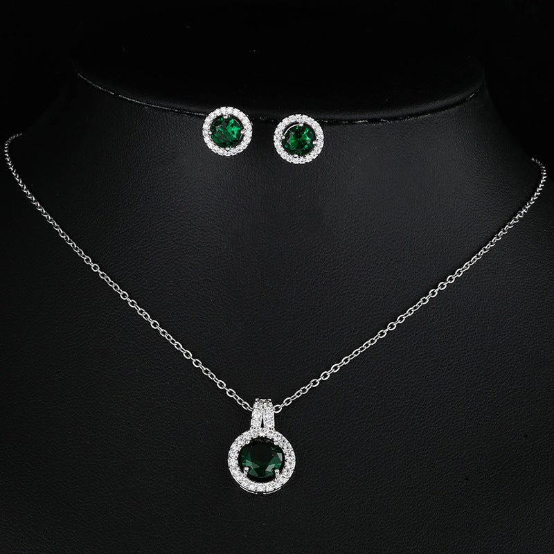 Two-piece Zircon Necklace and Earrings Set for Elegant Style