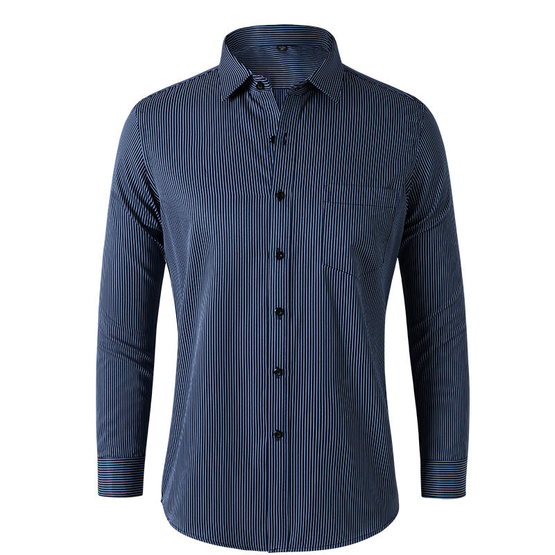 Solid Color Long Sleeve Men's Shirt - Slim Fit Casual Wear