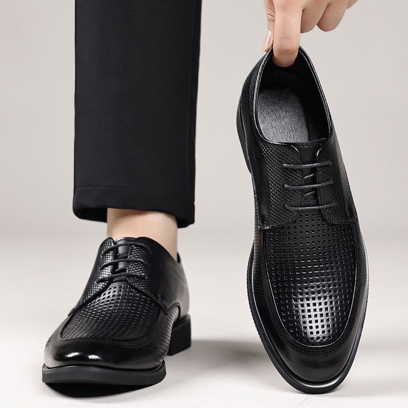 Leather Dress Shoes for Commuting – Non-slip Round Toe Design