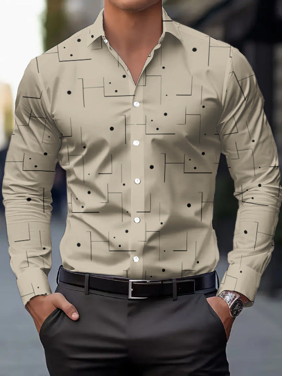 Mens Breathable Slim Fit Shirt - Casual Irregular Pattern Design