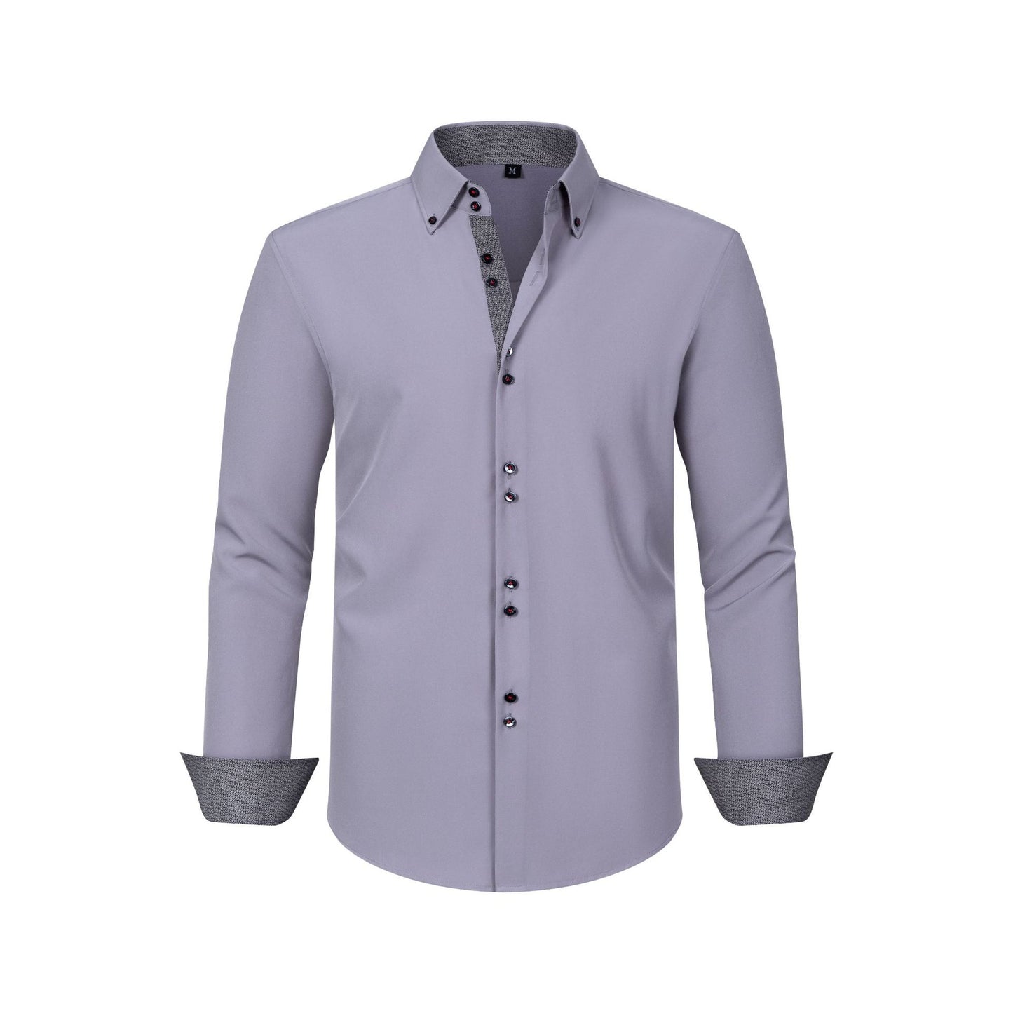 Mens Colorblock Polka Dot Shirt with Four-Way Stretch for Ultimate Comfort