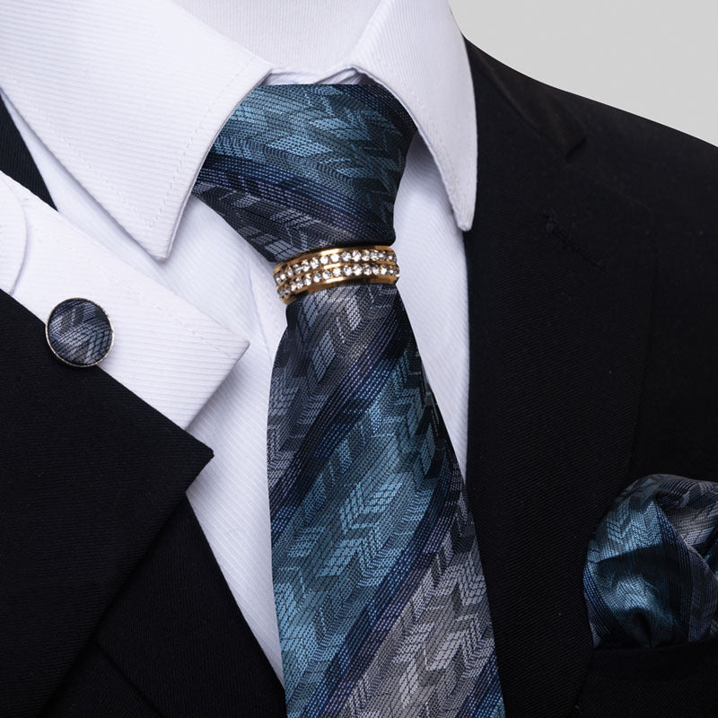 Multi Colored Striped Tie Set with Floral Design for Men - Neon North Clothing