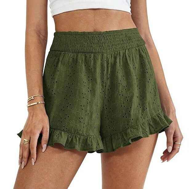 High-waisted Cutout Lace Shorts Womens Casual Beach Shorts
