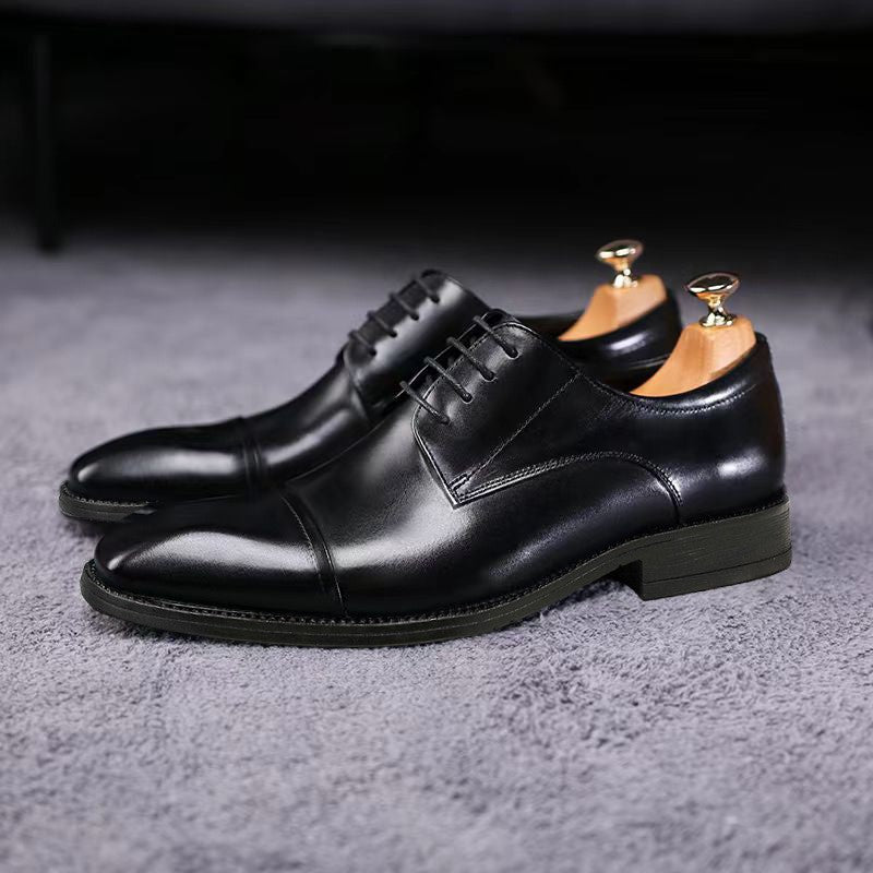 Classic Casual Oxford Leather Shoes with 3D Square Toe Design