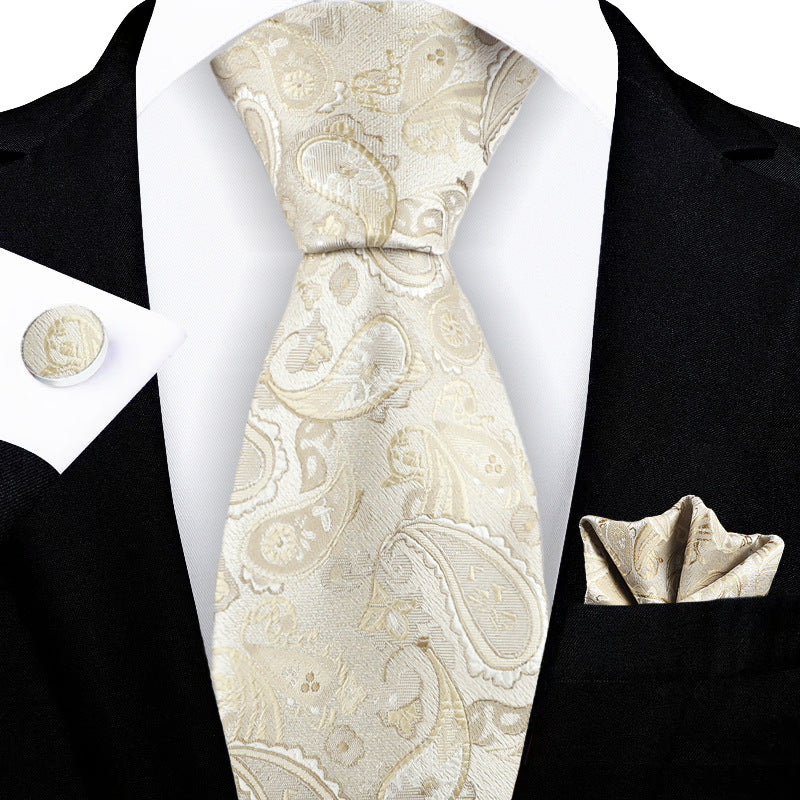 Jacquard Embroidered Tie with Cashew Pattern Design - Neon North Clothing