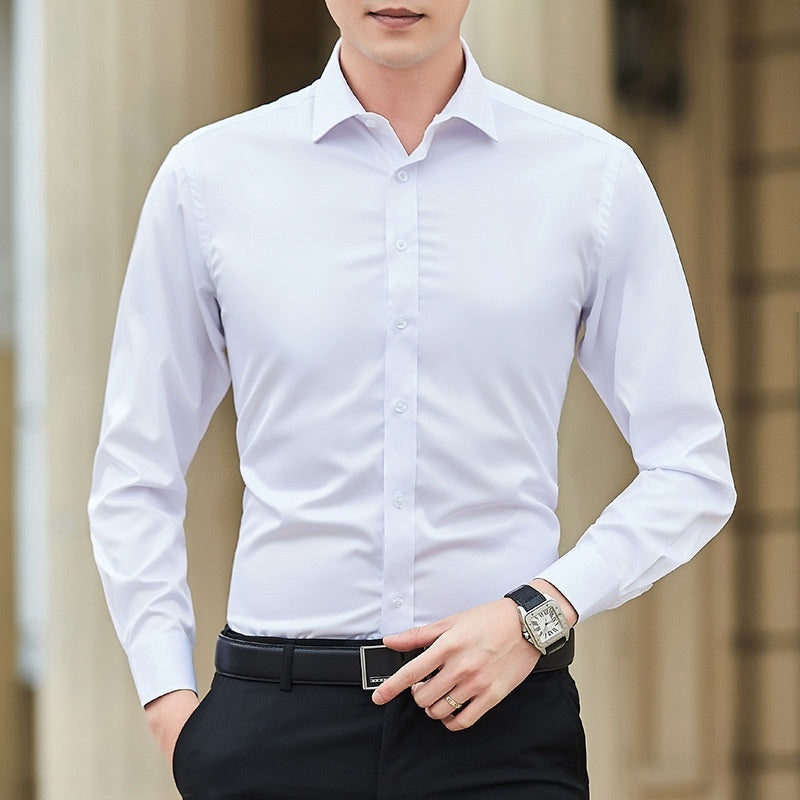 Men's Slim Fit Long-Sleeve Shirt in Solid Color