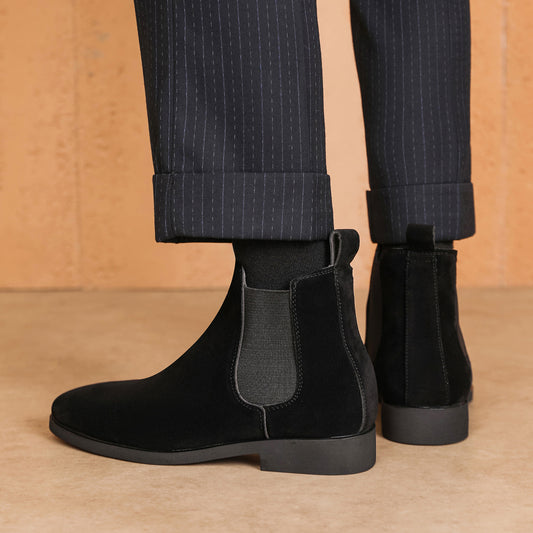 British Casual Men's Suede Shoes - Stretch Lace-up Design for Comfort