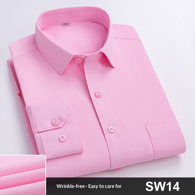 Mens Wrinkle-Free Blue-Striped Work Shirt for Effortless Style and Comfort