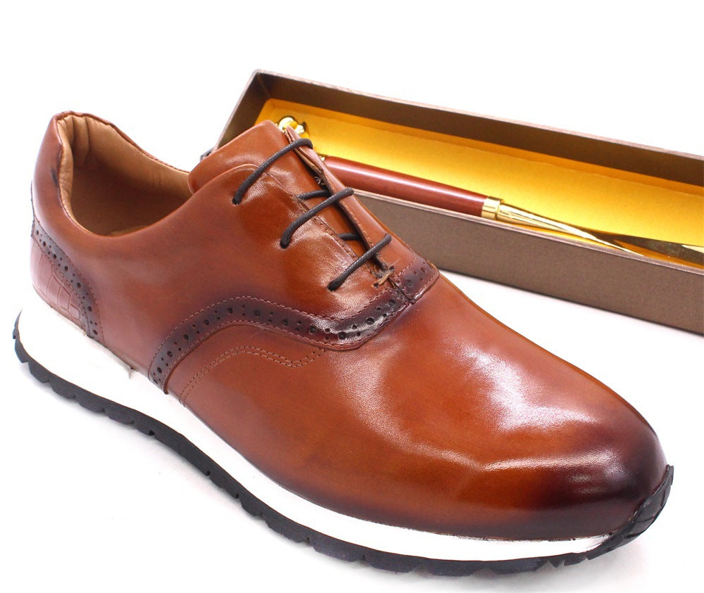 Brown Breathable Leather Men Shoes - Non Slip Comfort and Style