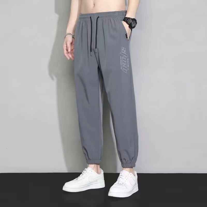 Summer Breathable Ice Silk Pants for Men - Thin Casual Ankle-Length Comfort