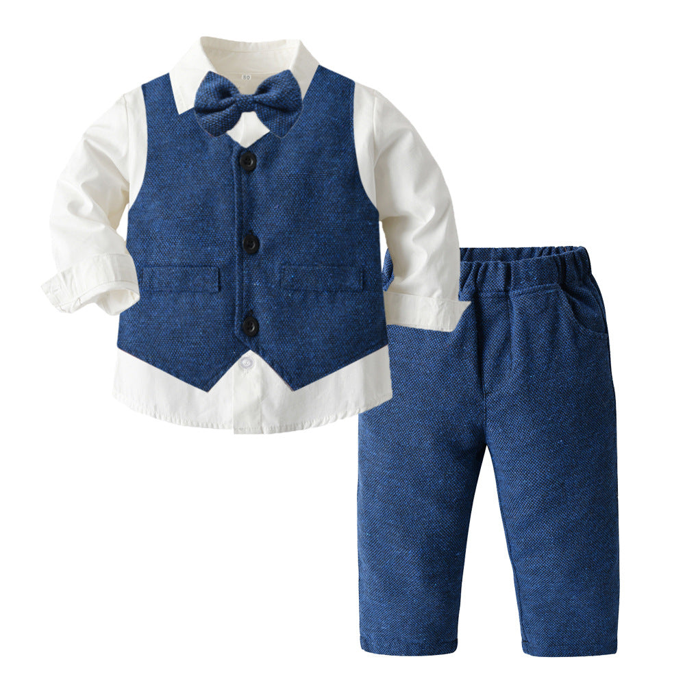 Boys Autumn Clothing Set - Three-Piece Cotton Suit for Children