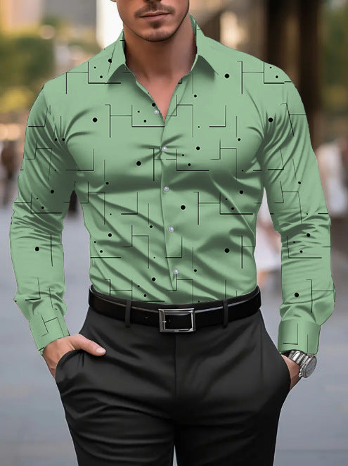 Mens Breathable Slim Fit Shirt - Casual Irregular Pattern Design