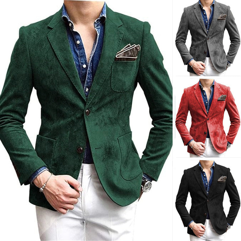 Men's Versatile Suit Jacket - Solid Color Loose Fit