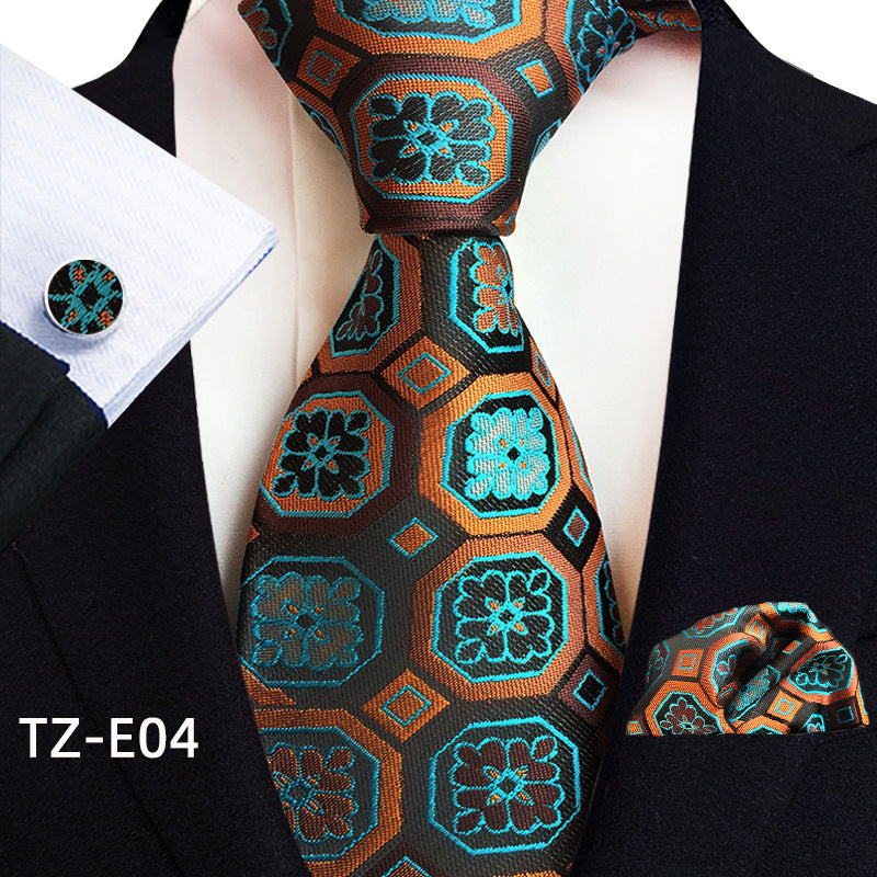Paisley Tie Set with Square Scarf and Cufflinks - Three-Piece Accessory Set - Neon North Clothing