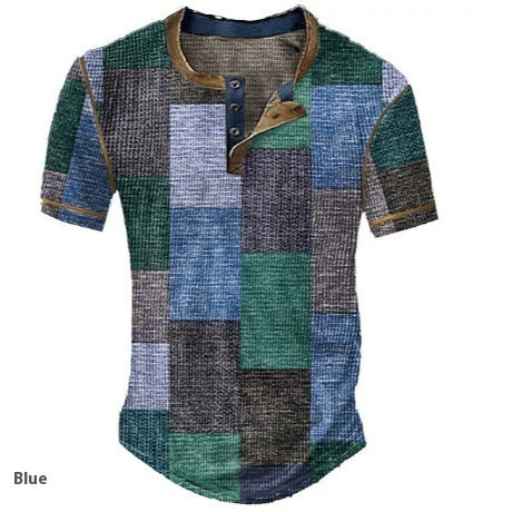 Men's Plaid Color Block T-Shirt - Short Sleeve Graphic Tee - Neon North Clothing