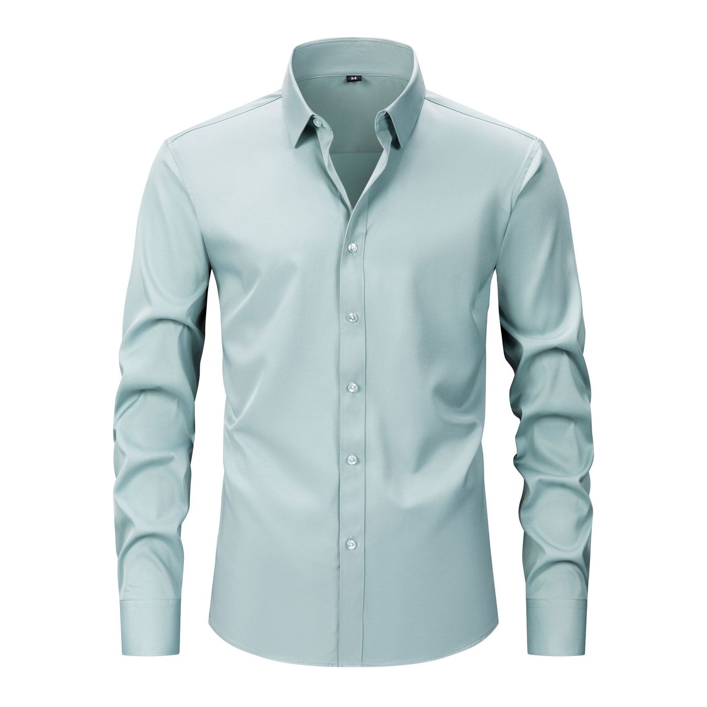Lightweight Stretchy Long-sleeve Shirt - Wrinkle-resistant, Easy Care Slim Fit