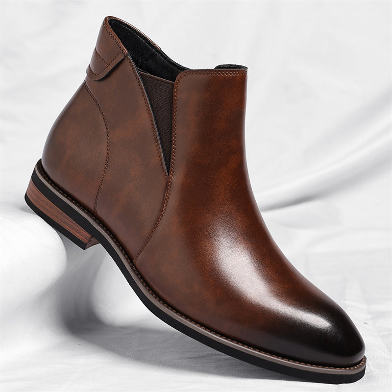 Mens Retro High-Top Leather Boots for Formal Style