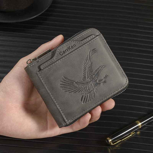 Short Retro Embossed Wallet for Men - Horizontal Design