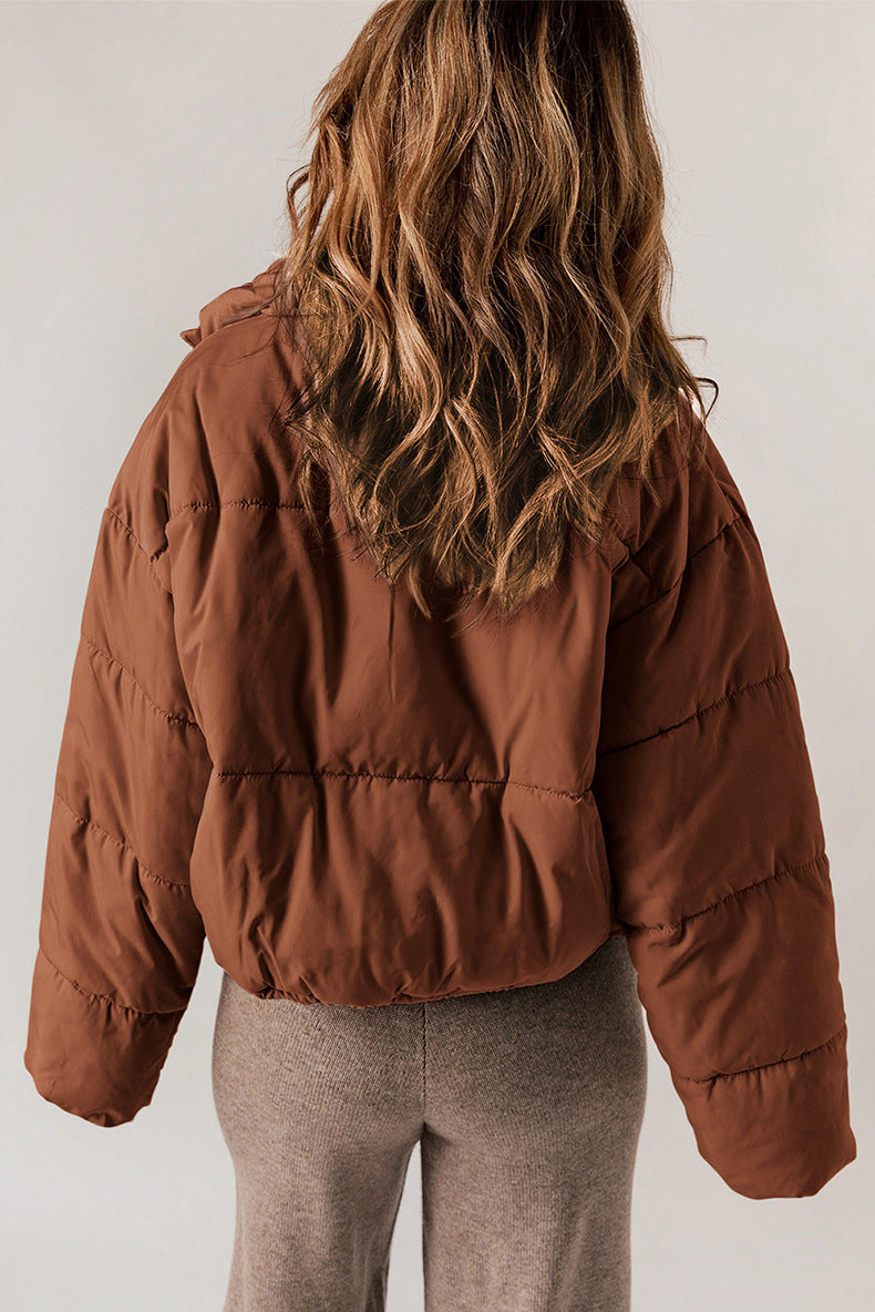 Thickened Warm Leisure Women's Cotton-Padded Jacket with Stand-Up Collar