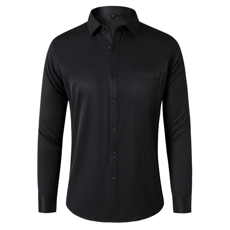 Solid Color Long Sleeve Men's Shirt - Slim Fit Casual Wear