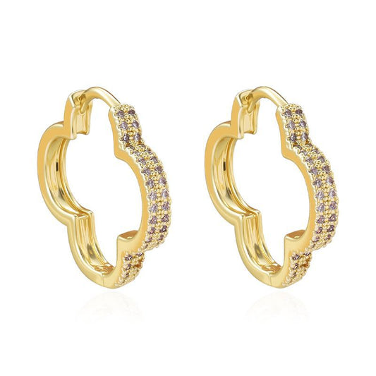 Heart-shaped Zirconia Earrings with Sparkling Peach Heart Design