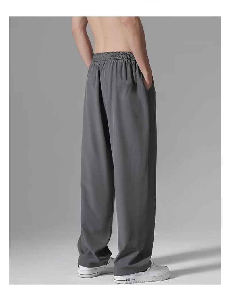 Ice Silk Summer Pants for Men - Thin Quick-Drying Wide-Leg Sweatpants