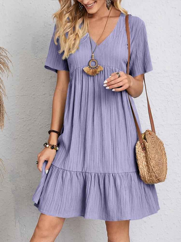 Casual Loose Ruffled V-Neck Dress for Stylish Comfort and Effortless Chic