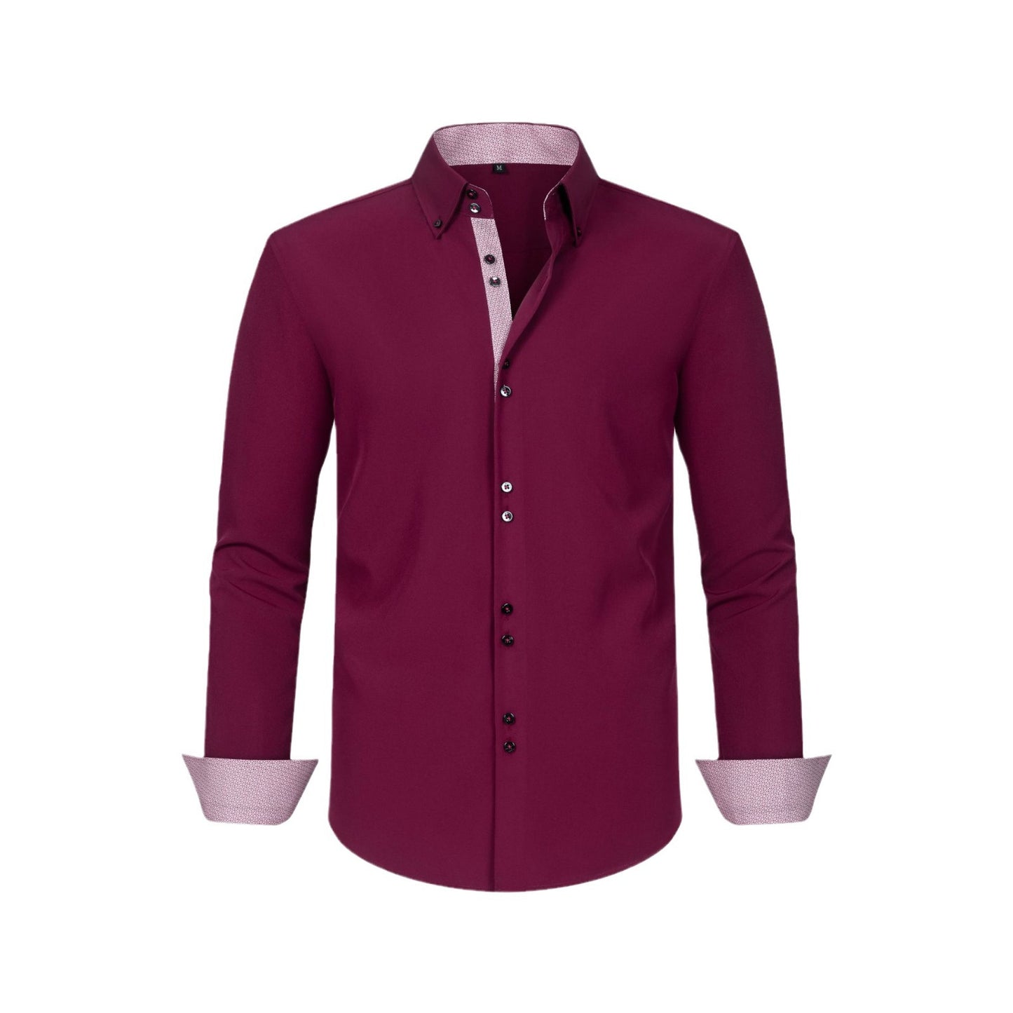 Mens Colorblock Polka Dot Shirt with Four-Way Stretch for Ultimate Comfort