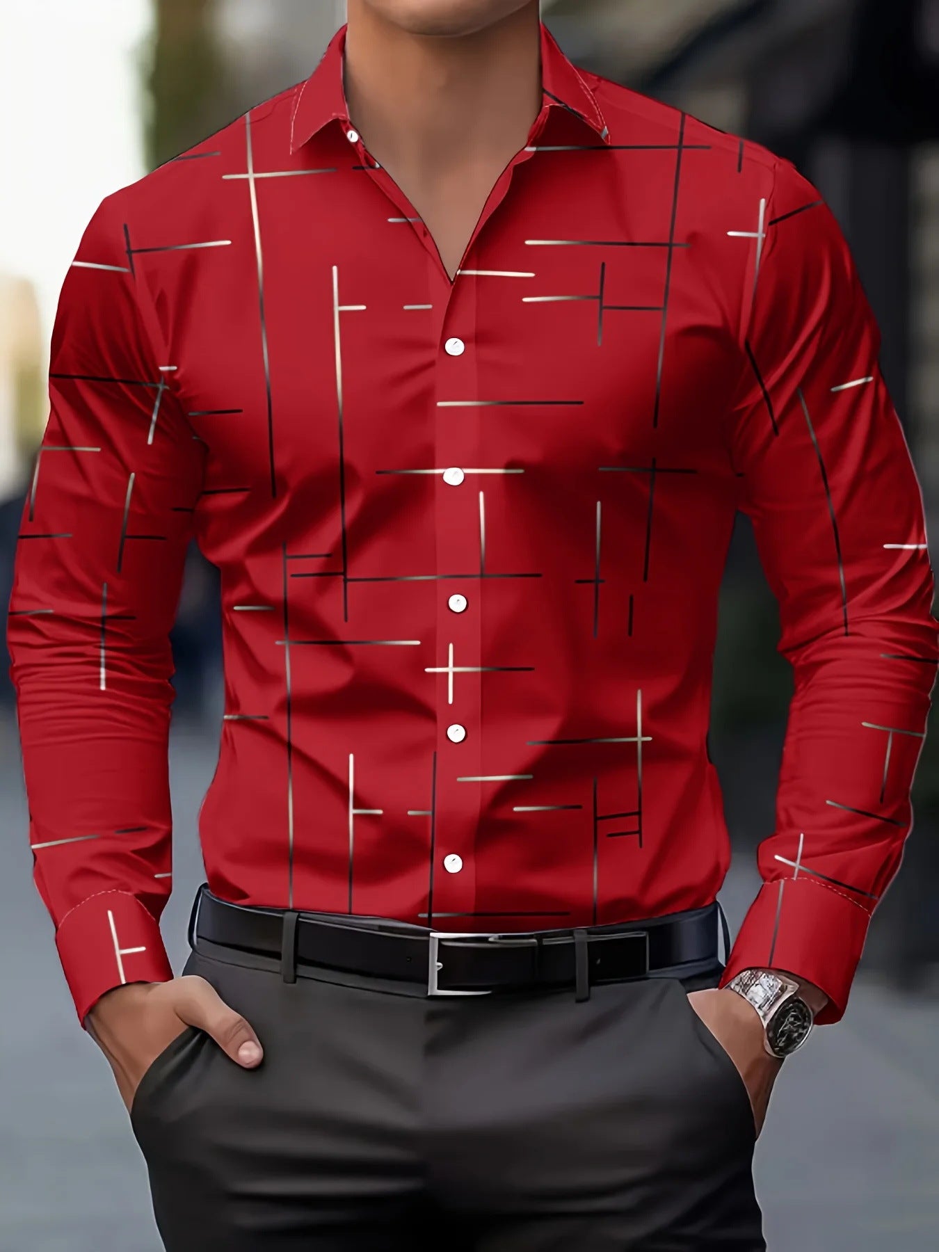 Men's Printed Casual Shirt - Regular Fit with Patterned Design - Neon North Clothing