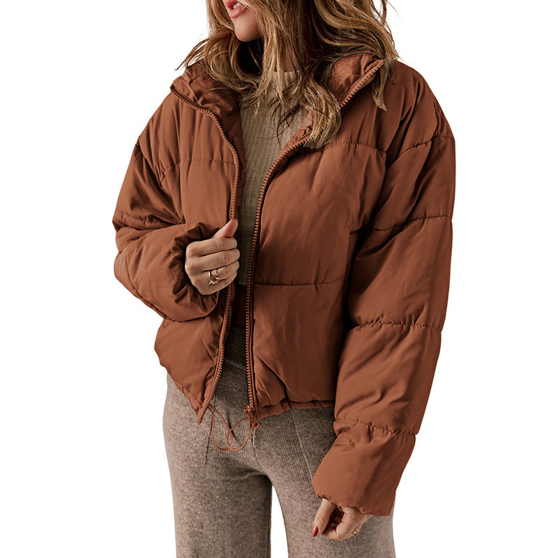 Thickened Warm Leisure Women's Cotton-Padded Jacket with Stand-Up Collar