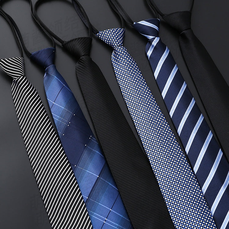 Mens Formal Zipper Tie with Blue Stripes for Business Attire - Neon North Clothing