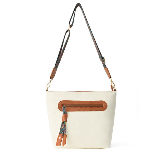 Large Capacity Printed Shoulder Bag with Tassel Accents