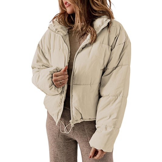 Thickened Warm Leisure Women's Cotton-Padded Jacket with Stand-Up Collar