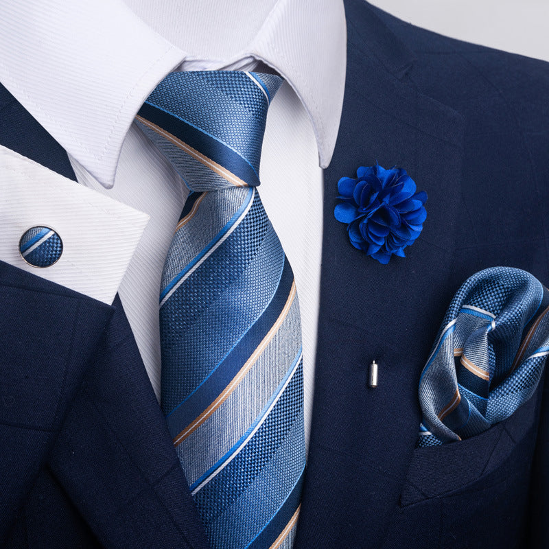 Men's Tie and Pocket Square Set with Pin - 2 Piece Suit Combo - Neon North Clothing