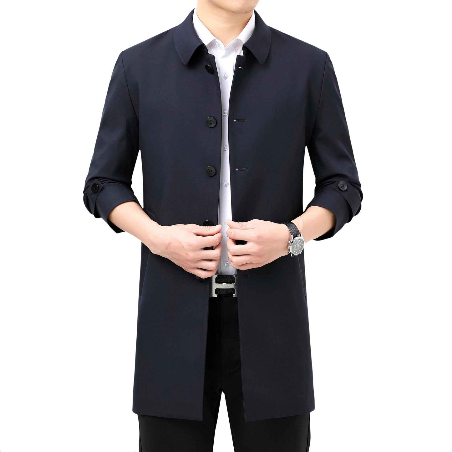 High-end Business-Casual Trench Coat for Men - Mid-Length Outerwear