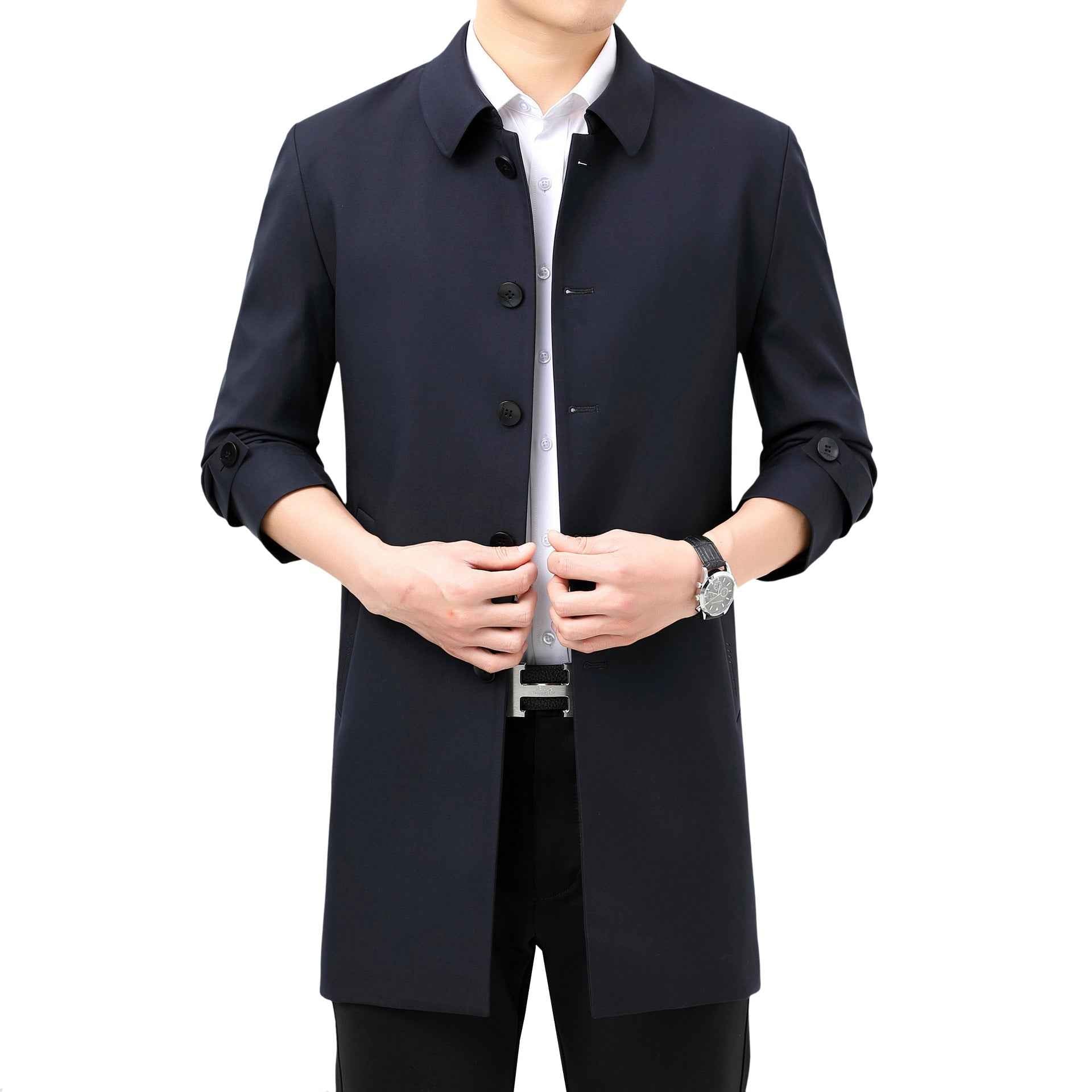 High-end Business-Casual Trench Coat for Men - Mid-Length Outerwear