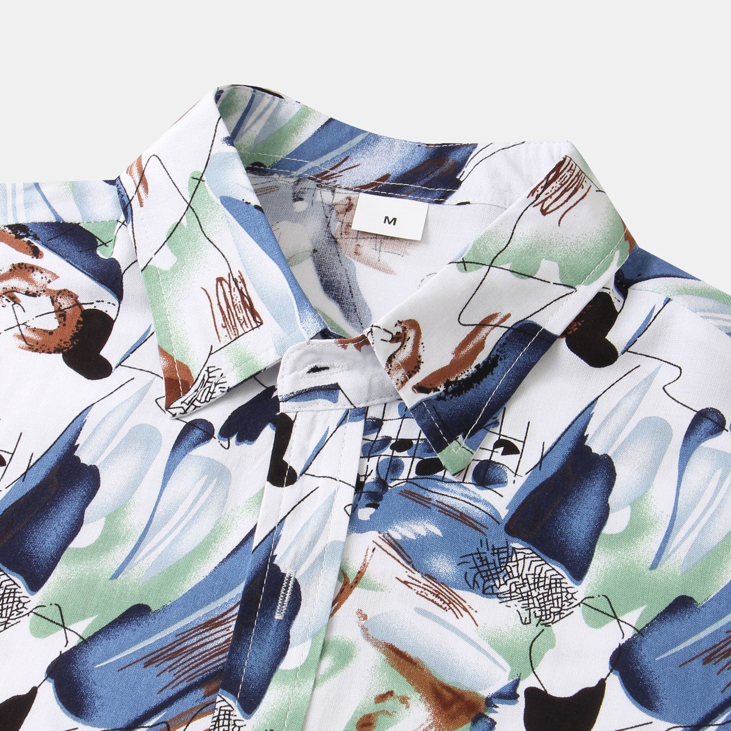 Men's Floral Short Sleeve Shirt in White with Lapel Design - Neon North Clothing