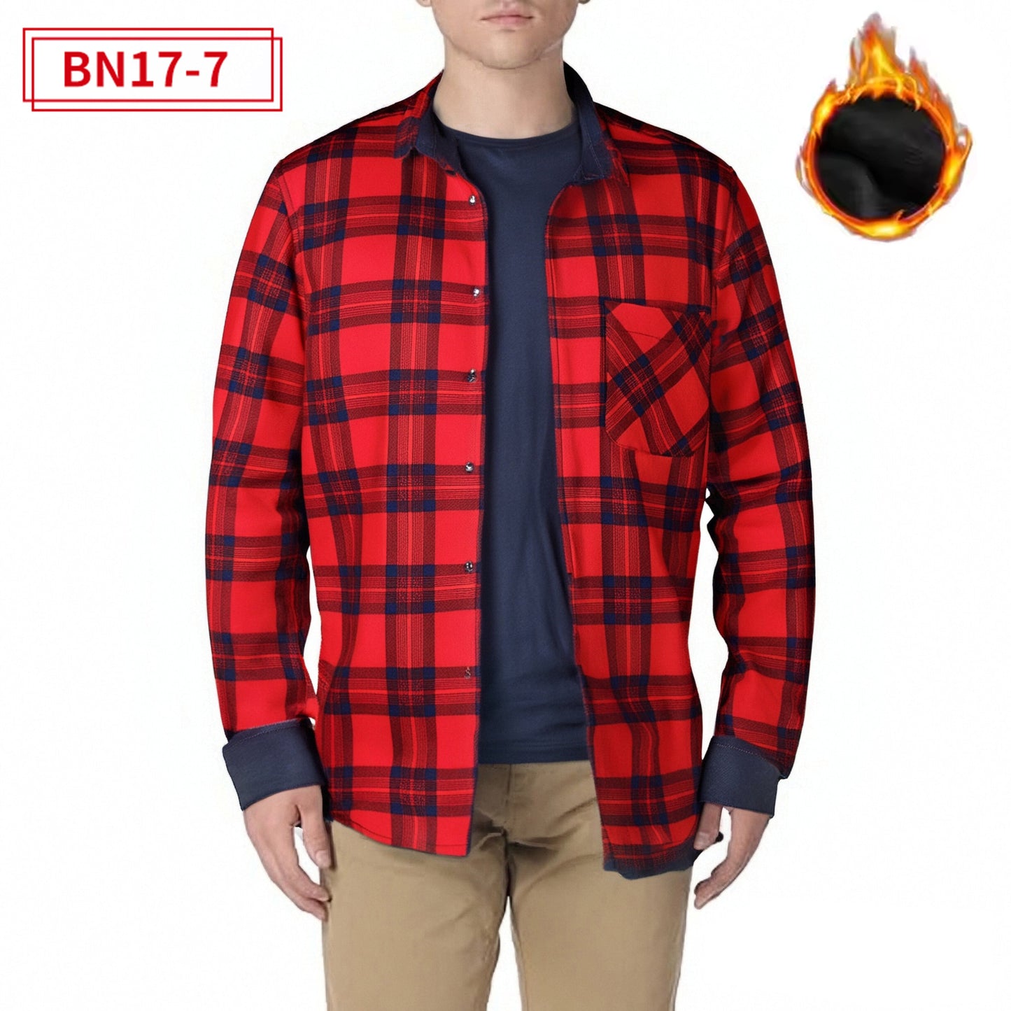 Fleece-lined Plaid Shirt For Warmth